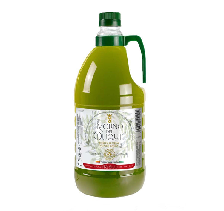Botella 2 Litros Aceite de Oliva Virgen Extra Verde Molino del Duque Cosecha 2025 Sin Filtrar